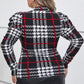 Houndstooth Plaid Mock Neck Top