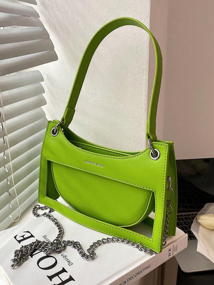 Cut Out Chain Baguette Handbag