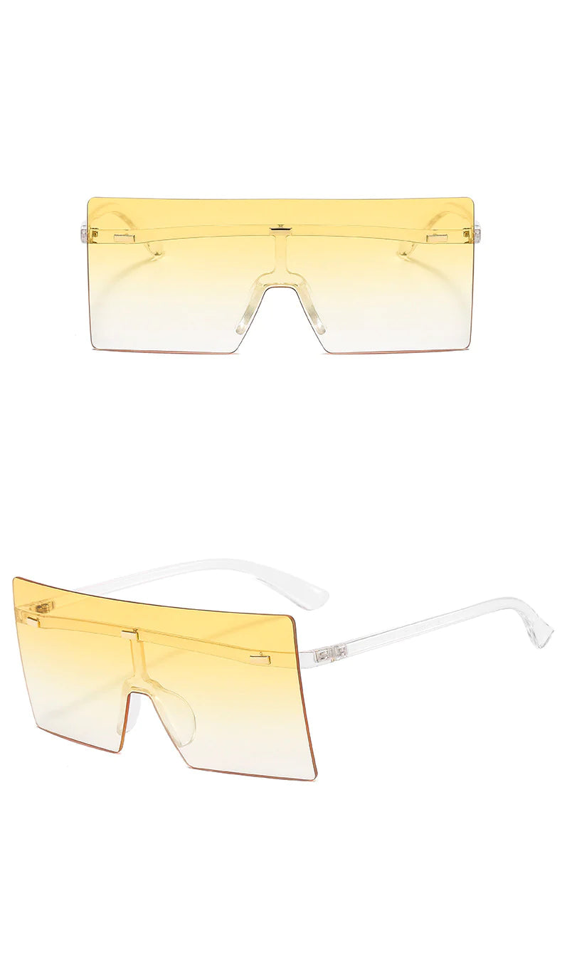 Rimless Retro Square Oversize Fashion Sunglasses