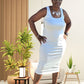 The White Lace-Up Zipper Design Bodycon Dress