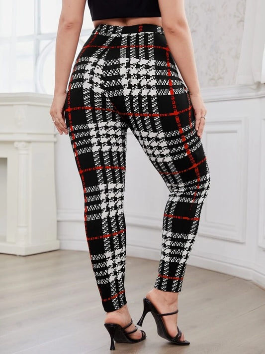 Houndstooth Plaid Skinny Pants