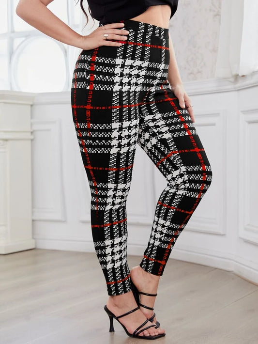 Houndstooth Plaid Skinny Pants