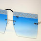 High Fashion Rhinestone Over-Sized Square Sunglasses